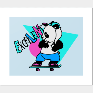 Skateboarding Panda (With Type) - 90s Styled Design Posters and Art